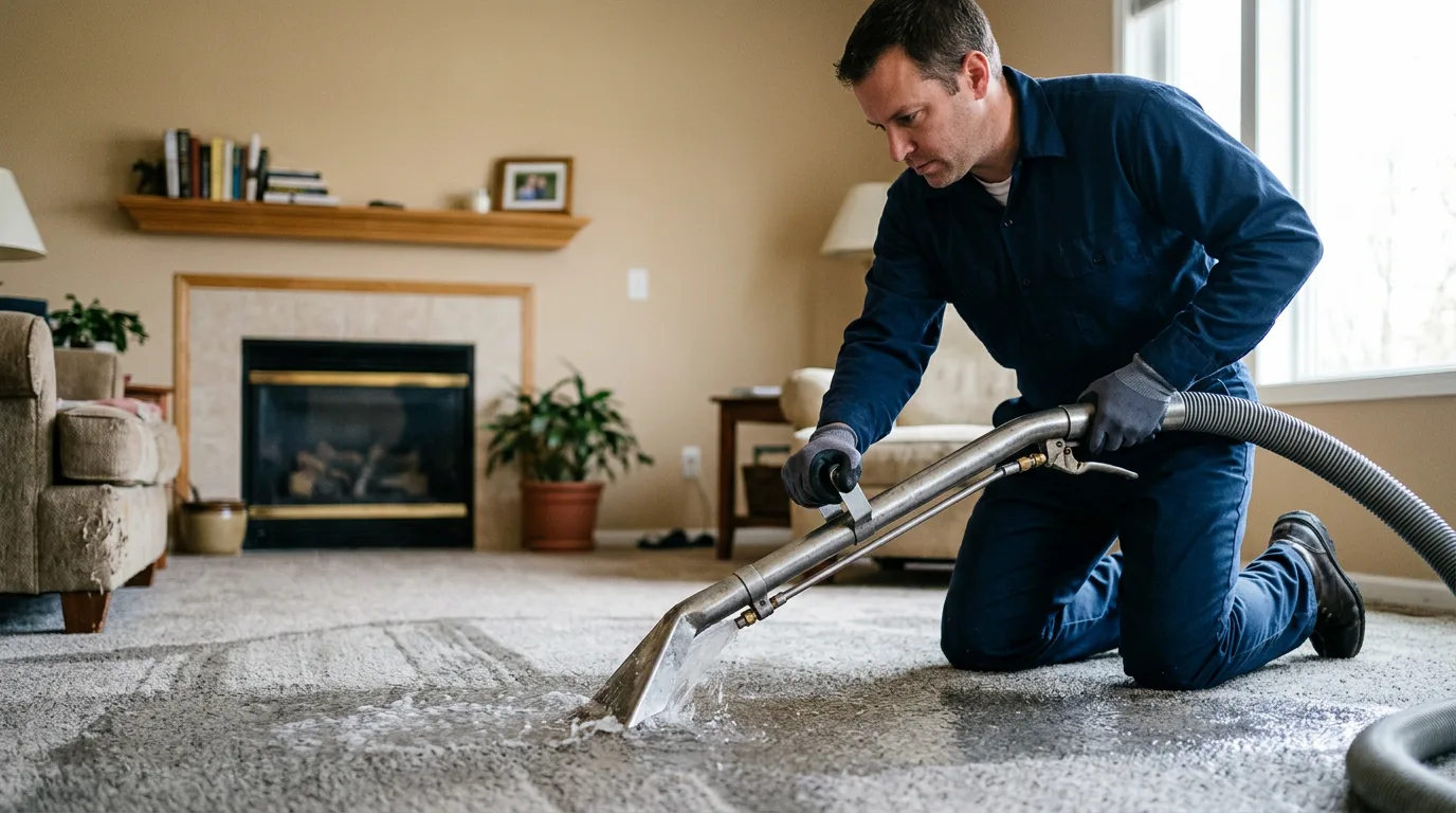 Water damage restoration technician working near Belton, MO